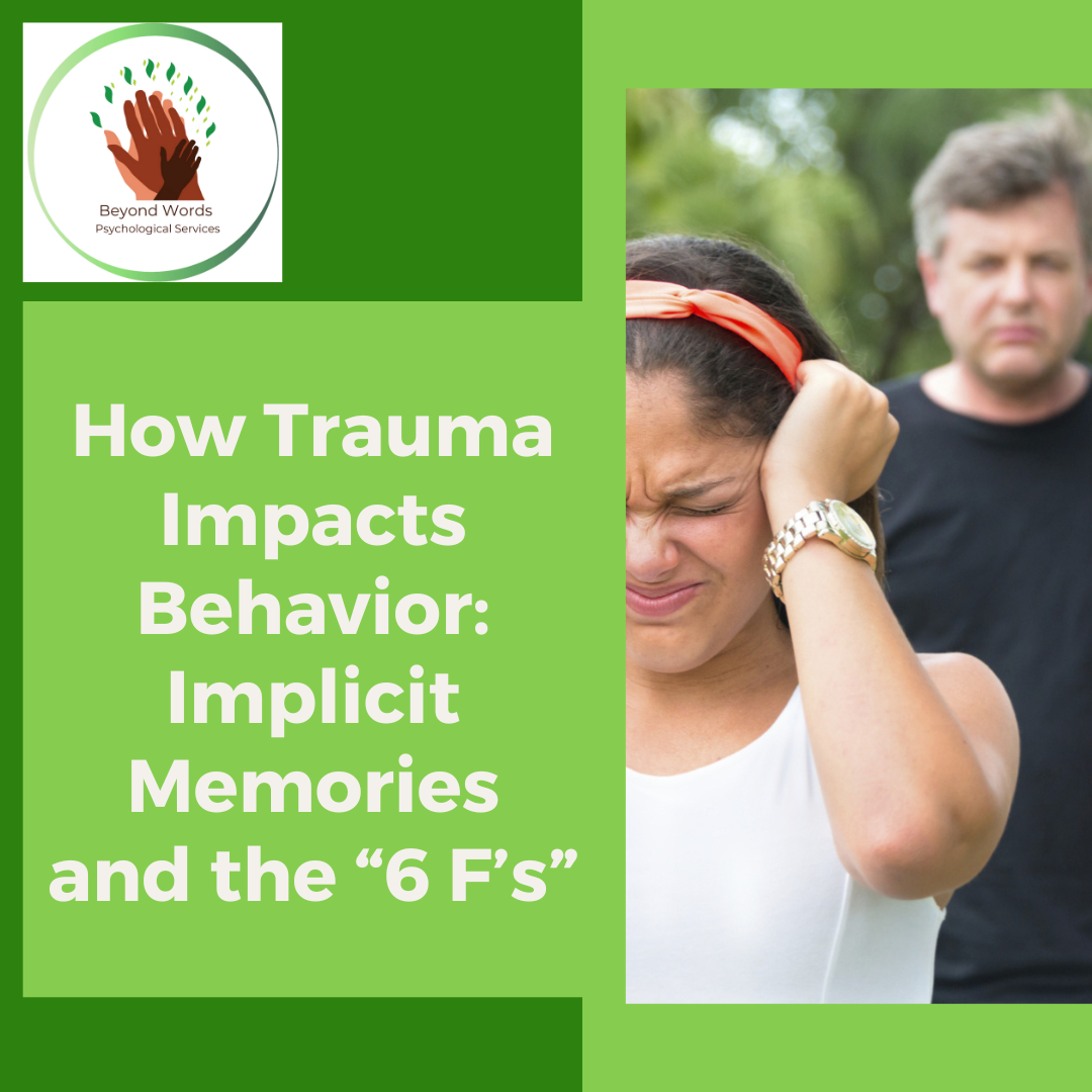 The behaviors of children who have experienced trauma can be baffling to the adults around them, and it can be easy to forget that these behaviors may feel just as baffling to the children themselves. While all behaviors are rooted in trying to meet a need, those that arise from implicit memories may feel harder to identify and navigate, because they aren’t accompanied by a clear narrative of the traumatic events that occurred. This presentation will offer insight into how implicit memories develop and help to demystify behaviors that are caused by common trauma reactions. The “6 F’s” (Fight, Flight, Freeze, Friend, Fidget, and Flop) will be explained, as well as tools for supporting the de-escalation of behavioral reactions resulting from trauma.